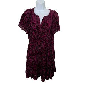 Anthropologie The Somerset Mini Dress Velvet Edition Sz M Pink Purple Floral